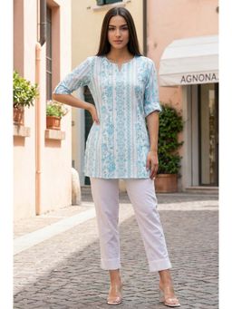 Aurelia - Teal Floral Relaxed Kurti