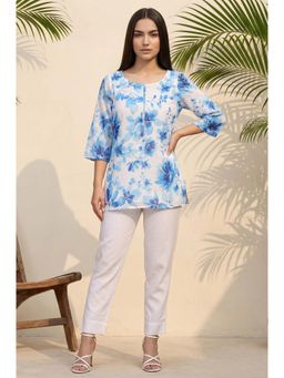Aurelia - White Floral Straight Kurti