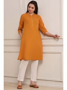 Biba - Yellow Solid/Plain Straight Kurta