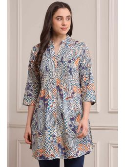 Biba - Blue Printed Straight Kurti