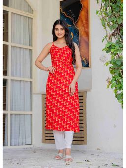 Meeranshi - Red Printed Straight Kurta
