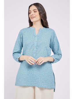 SPAN - Blue Printed Straight Kurti
