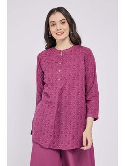 SPAN - Purple Printed A-Line Kurti