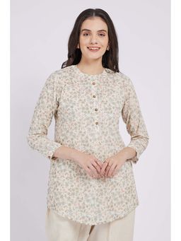 SPAN - White Printed A-Line Kurti