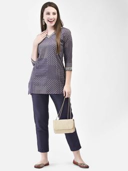 SPAN - Purple Printed A-Line Kurti