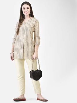 SPAN - White Printed Straight Kurti