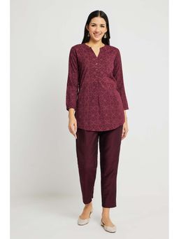 SPAN - Purple Printed Straight Kurti