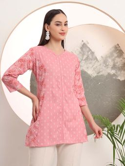 SPAN - Pink Printed Straight Kurti