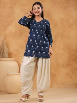 SPAN - Blue Floral A-Line Kurti