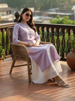 Shaily - Purple Stripes Regular Kurta