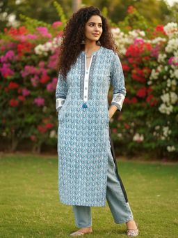 Varanga - Blue Printed Regular Kurta