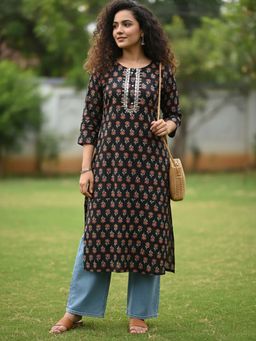 Varanga - Black Printed Regular Kurta