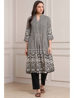 Biba - Black Printed A-Line Kurta