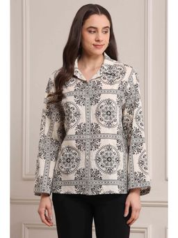 Biba - White Printed Straight Shirt