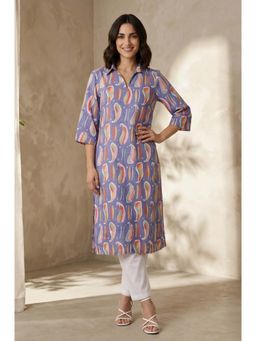 W - Purple Abstract Straight Kurta