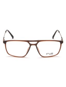 IRUS - Men Full Rim Square Shiny Crystal Brown TR90 Eyeglass Frame (55)