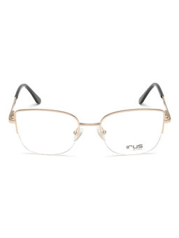 IRUS - Women Half Rim Cat Eye Shiny Gold Metal Eyeglass Frame (53)
