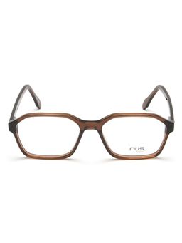 IRUS - Unisex Full Rim Irregular Shiny Crystal Brown Acetate Eyeglass Frame (53)