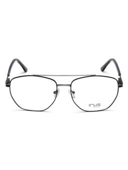 IRUS - Men Full Rim Square Shiny Black Metal Eyeglass Frame (55)