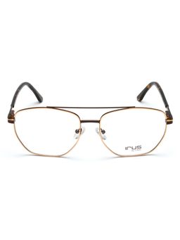IRUS - Men Full Rim Square Shiny Brown Metal Eyeglass Frame (55)