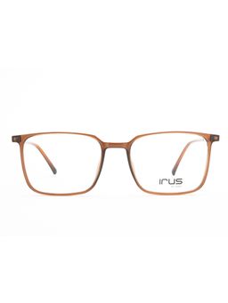 IRUS - Men Full Rim Square Shiny Crystal Brown Acetate Eyeglass Frame (53)