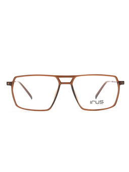 IRUS - Men Full Rim Square Shiny Crystal Brown Acetate Eyeglass Frame (53)