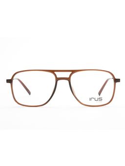 IRUS - Men Full Rim Square Shiny Crystal Brown Acetate Eyeglass Frame (53)