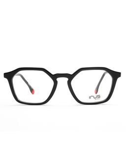 IRUS - Unisex Full Rim Irregular Shiny Black Acetate Eyeglass Frame (51)