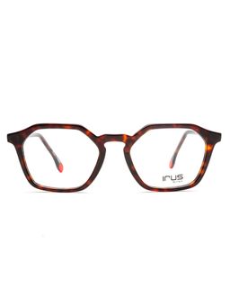IRUS - Unisex Full Rim Irregular Shiny Brown Acetate Eyeglass Frame (51)