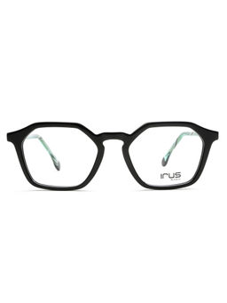 IRUS - Unisex Full Rim Irregular Shiny Black Acetate Eyeglass Frame (51)