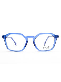 IRUS - Unisex Full Rim Irregular Shiny Crystal Blue Acetate Eyeglass Frame (51)