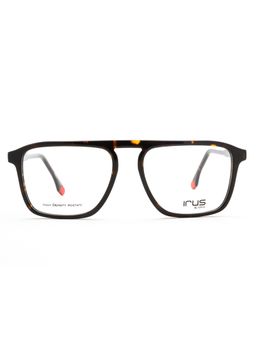 IRUS - Men Full Rim Square Shiny Brown Acetate Eyeglass Frame (54)