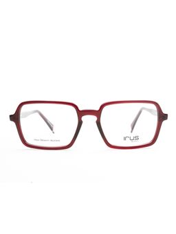 IRUS - Men Full Rim Square Shiny Crystal Burgundy Acetate Eyeglass Frame (53)