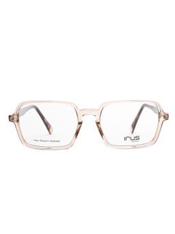 IRUS - Men Full Rim Square Shiny Crystal Brown Acetate Eyeglass Frame (53)