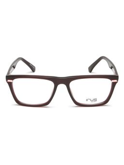IRUS - Men Full Rim Rectangle Shiny Crystal Burgundy Acetate Eyeglass Frame (54)