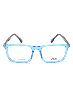 IRUS - Men Full Rim Rectangle Shiny Crystal Blue Acetate Eyeglass Frame (53)