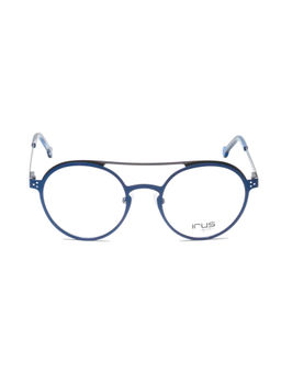 IRUS - Men Full Rim Round Matt Blue Metal Eyeglass Frame (49)