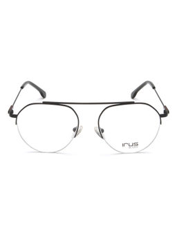IRUS - Men Half Rim Round Shiny Black Metal Eyeglass Frame (51)