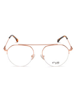IRUS - Men Half Rim Oval Shiny Rose Gold Metal Eyeglass Frame (51)