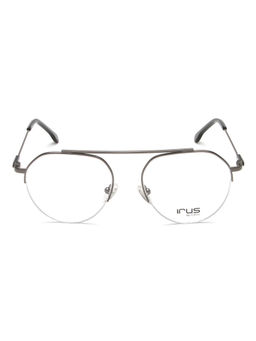 IRUS - Men Half Rim Oval Shiny Grey Metal Eyeglass Frame (51)