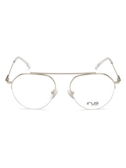 IRUS - Men Half Rim Oval Shiny Silver Metal Eyeglass Frame (51)
