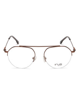 IRUS - Men Half Rim Oval Shiny Brown Metal Eyeglass Frame (51)