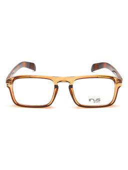 IRUS - Men Full Rim Rectangle Shiny Crystal Brown Polycarbonate Eyeglass Frame (51)