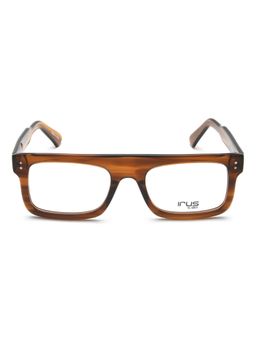 IRUS - Men Full Rim Rectangle Shiny Crystal Brown Acetate Eyeglass Frame (53)