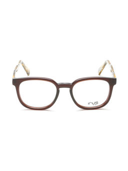 IRUS - Men Full Rim Oval Shiny Brown Acetate Eyeglass Frame (50)