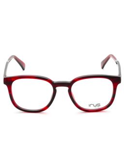 IRUS - Men Full Rim Square Shiny Crystal Red Acetate Eyeglass Frame (50)