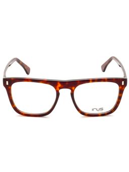 IRUS - Men Full Rim Square Shiny Brown Acetate Eyeglass Frame (55)