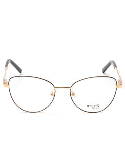 IRUS - Women Full Rim Cat Eye Shiny Black Metal Eyeglass Frame (53)