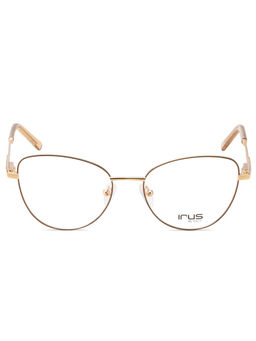 IRUS - Women Full Rim Cat Eye Shiny Brown Metal Eyeglass Frame (53)