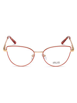 IRUS - Women Full Rim Cat Eye Shiny Red Metal Eyeglass Frame (54)
